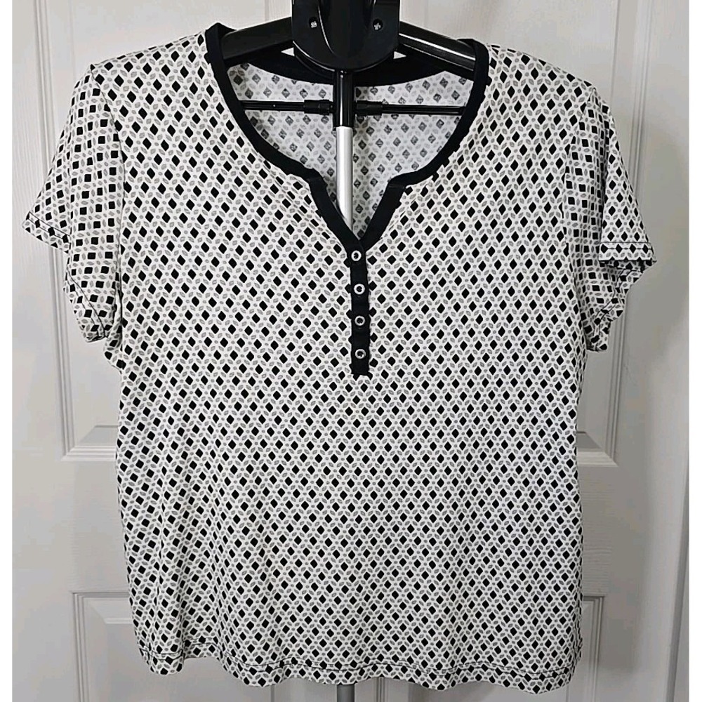 Croft & Barrow Women's XL Shirt Geometric Pattern Short Sleeve